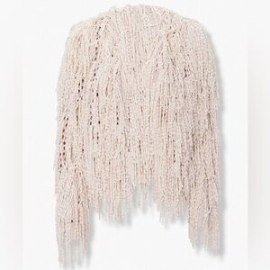 Forever 21 Cream Fringe Cardigan